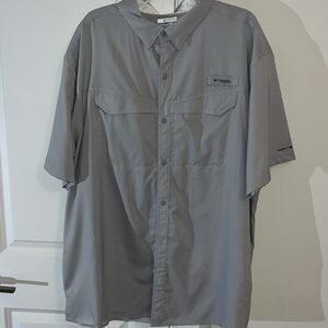 Gray Short Sleeve Vented Back PFG Performance Fishing Bonehead Shirt XXL 2XL